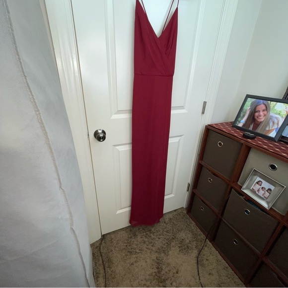 Dessy Collection Thread Criss Cross Back Mermaid Wrap Dress Sz 4 - Picture 5 of 16